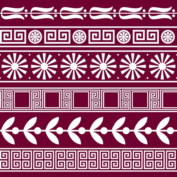 Greek seamless patterns, textures, black on a gray background. Isolated