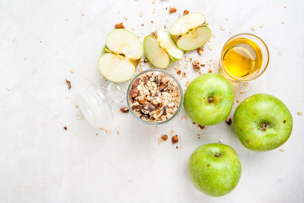 Selection of ingredients for apple crumble