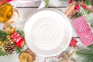  Noel ya da yeni yıl sofrası. Noel yemeği için Xmas Tatil Dekorasyonları