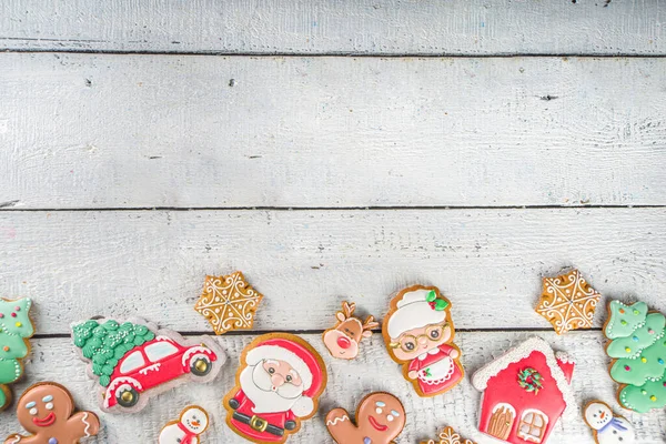 Sfondo Natalizio Con Biscotti Pan Zenzero Fatti Casa Tradizionale Inverno — Foto Stock