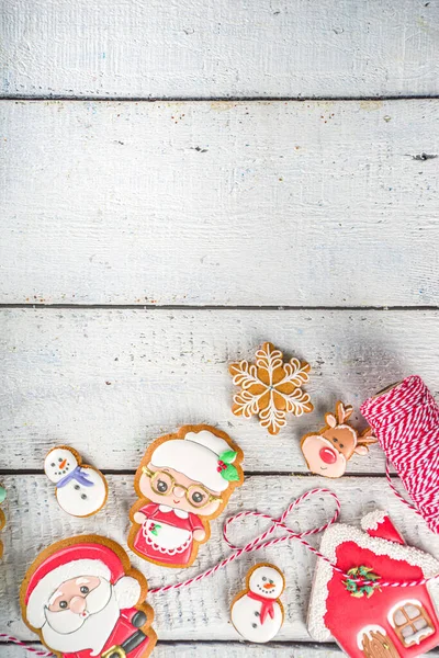 Sfondo Natalizio Con Biscotti Pan Zenzero Fatti Casa Tradizionale Inverno — Foto Stock