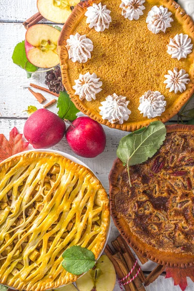 Traditionelles Herbstbacken Amerikanische Und Europäische Traditionelle Herbst Winterkuchen Mit Kürbis — Stockfoto