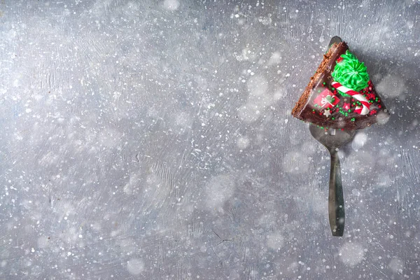 Gâteau Chocolat Noël Gâteau Chocolat Pain Épice Fait Maison Avec — Photo