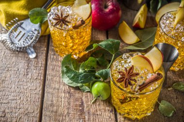 Baharatlı elma şarabı kokteyli. Geleneksel sonbahar ve kış soğuk içeceği