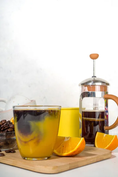 Hommel Koffie Cocktail Zelfgemaakte Warme Drank Met Espresso Sinaasappelsap Witte — Stockfoto