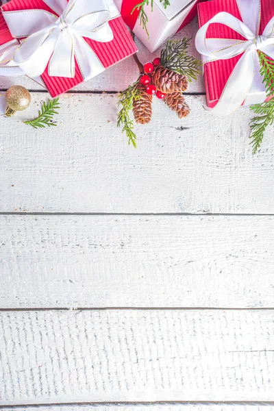 Feliz Natal Feliz Ano Novo Noel Fundo Cartão Saudação Caixas — Fotografia de Stock