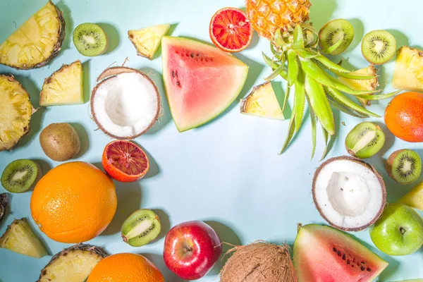 Concept Aliments Vitaminés Été Divers Fruits Baies Fond Melon Eau — Photo