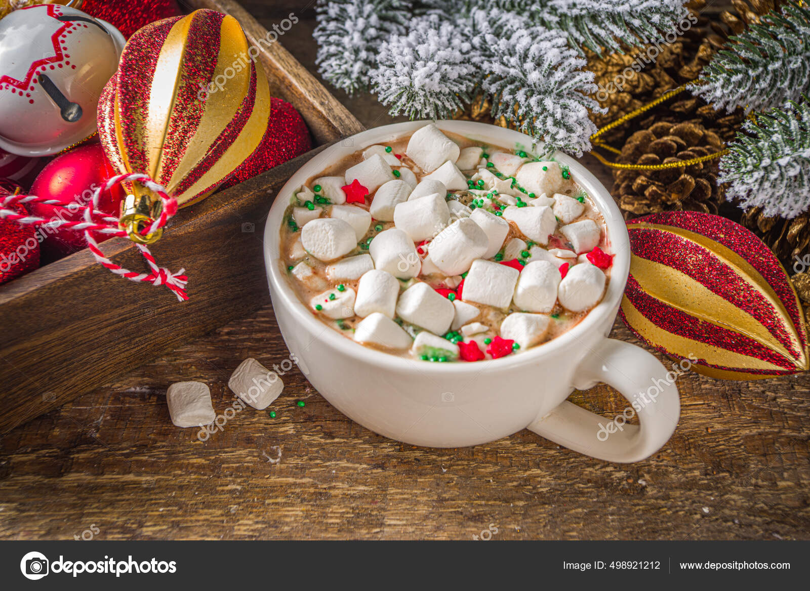 Горячий Шоколад Зефиром Горячий Шоколадный Напиток Рождественский.