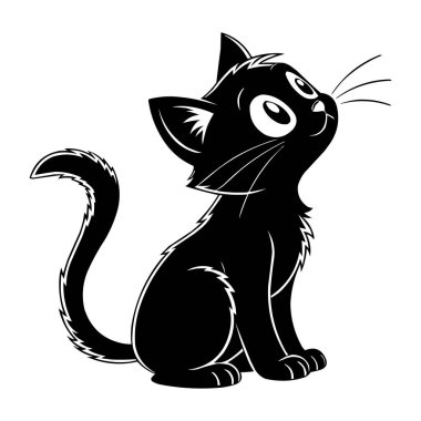 Sevimli Oturan Siyah Kedicik Pençe İzli Vektör ResimleriName