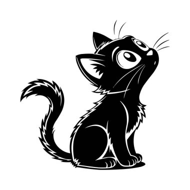 Sevimli Oturan Siyah Kedicik Pençe İzli Vektör ResimleriName