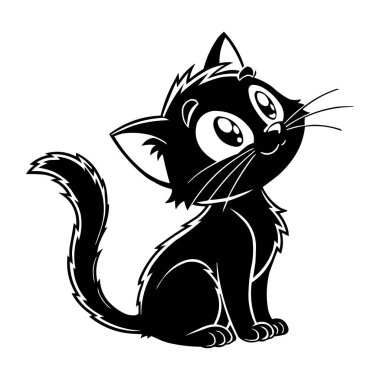 Sevimli Oturan Siyah Kedicik Pençe İzli Vektör ResimleriName