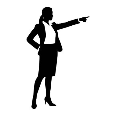 Güvenilir İş kadını Silueti İleri Liderlik ve Başarı Vektörünü Gösteriyor