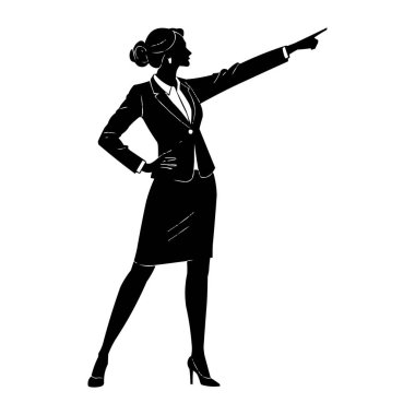 Güvenilir İş kadını Silueti İleri Liderlik ve Başarı Vektörünü Gösteriyor