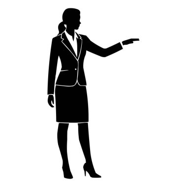 Güvenilir İş kadını Silueti İleri Liderlik ve Başarı Vektörünü Gösteriyor