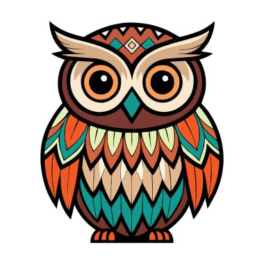 Ağaç dalında oturan Renkli Baykuş Vektör Resimleri