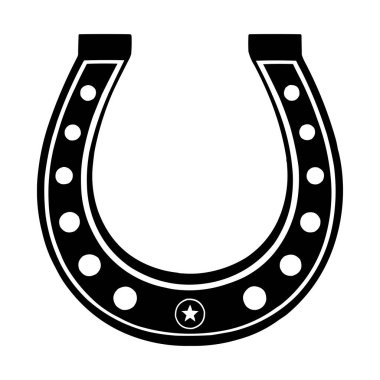 Yıldız Vektörü İllüstrasyonlu Siyah Nal Silueti Simgesi