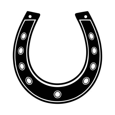 Yıldız Vektörü İllüstrasyonlu Siyah Nal Silueti Simgesi