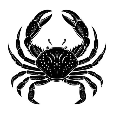 Beyaz Arkaplanda Siyah Yengeç Silueti Vektör İllüstrasyonu