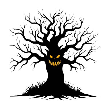 Ürkütücü Yüzlü Korkunç Cadılar Bayramı Ağacı