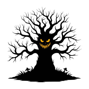 Ürkütücü Yüzlü Korkunç Cadılar Bayramı Ağacı