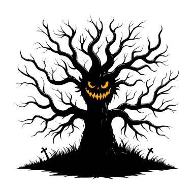 Ürkütücü Yüzlü Korkunç Cadılar Bayramı Ağacı