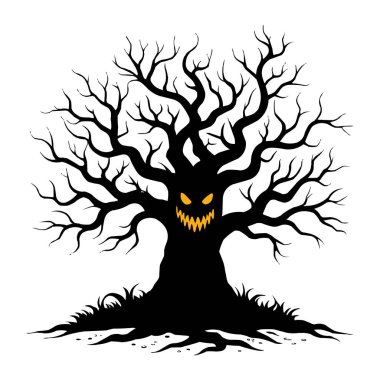 Ürkütücü Yüzlü Korkunç Cadılar Bayramı Ağacı