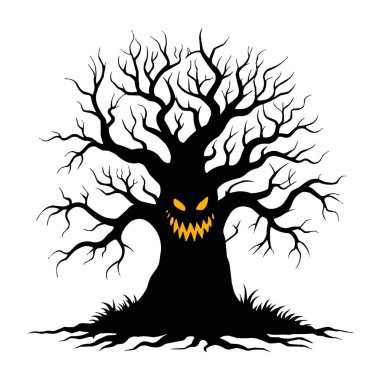 Ürkütücü Yüzlü Korkunç Cadılar Bayramı Ağacı