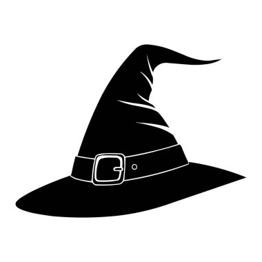 Siyah Cadı Şapkalı Vektör Silueti Cadılar Bayramı Sihirli Şapka Fotoğrafı Beyaz Arkaplanda