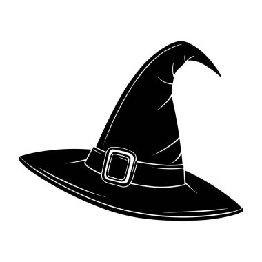 Siyah Cadı Şapkalı Vektör Silueti Cadılar Bayramı Sihirli Şapka Fotoğrafı Beyaz Arkaplanda