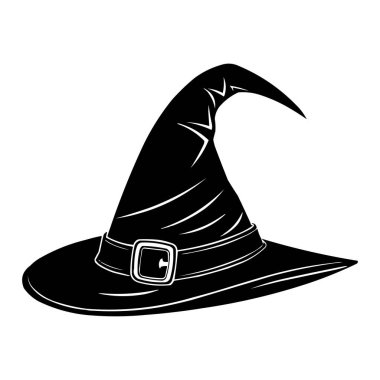 Siyah Cadı Şapkalı Vektör Silueti Cadılar Bayramı Sihirli Şapka Fotoğrafı Beyaz Arkaplanda