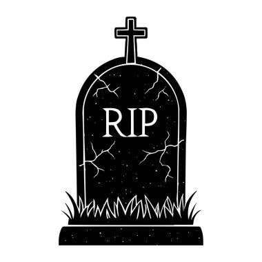RIP Tombstone Vektör Silueti Mezar Taşı Çizimi Cadılar Bayramı ve Korku Tasarımı