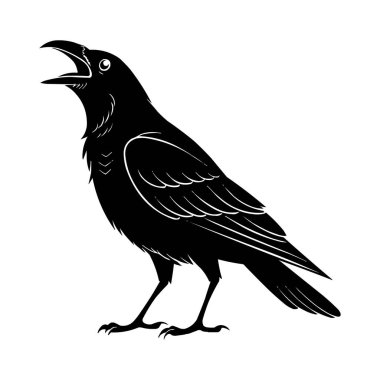 Karga Silueti Vektörü Siyah Karga Kuş Resimleri Beyazda İzole Edildi