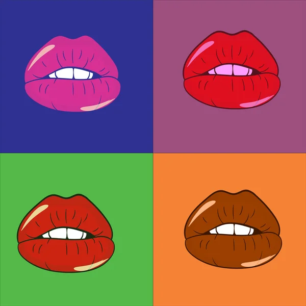 Banda desenhada lábios pop arte ilustração —  Vetores de Stock