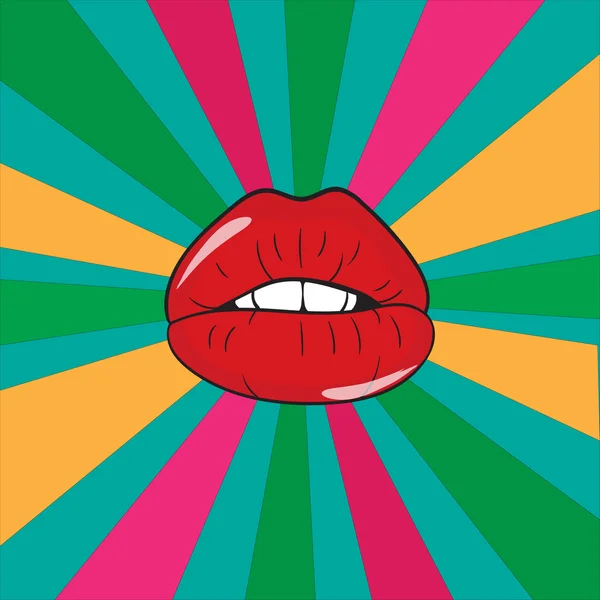 Comics Lippen Pop Art Illustration — Stockvektor