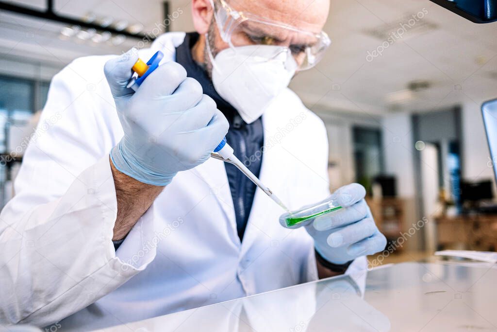 Man working in a professional laboratory
