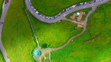 Meksika ayçiçeği havadan görünümü. Doi mae u Khor.Mae hong Son.Thailand.Unseen.