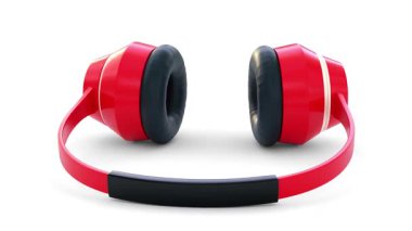 kırmızı modern kulaklıklar 3d ve 4k çözünürlüklü bilgisayar canlandırma videosu.