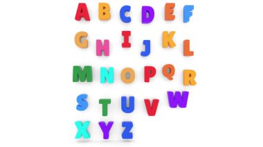 Beyaz arkaplanda A 'dan Z' ye Alfabe