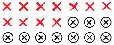 El çizimi çapraz işaret seti. Grunge X işareti. Simgeyi sil