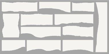 Yırtık kağıt parçaları. Yırtık kağıt şeritleri. Tasarım için beyaz zemin üzerinde siyah yırtık kağıt kenarlı şekiller. Vektör illüstrasyonu