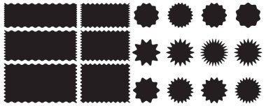 Dalgalı kenar şekilleri. Çerçeve setleri zigzag kenarlı, deniz tarağı kenarı şekilli. Dikdörtgen şekilli çerçeve, zikzak kenarlı. zikzak çerçevesi. Geometrik zig zag dalgalı kenar çıkartmaları, çerçeveler, şekiller.