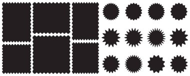 Dalgalı kenar şekilleri. Çerçeve setleri zigzag kenarlı, deniz tarağı kenarı şekilli. Dikdörtgen şekilli çerçeve, zikzak kenarlı. zikzak çerçevesi. Geometrik zig zag dalgalı kenar çıkartmaları, çerçeveler, şekiller.