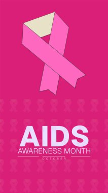 Kırmızı Kurdele ve Tıbbi ikon, kurdele arkaplan ve yaratıcı Şekiller Farkındalık Şablonu ile AIDS Farkındalığı Ay Posteri Tasarımı. Mobil Yanıt İçin Dijital Afiş ve Arkaplan