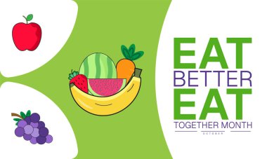 Birlikte Daha İyi Yiyin Ekim ayında Poster Şablonu Aile ve Sağlıklı Yemek Kampanyası İnternet tarayıcısı için Yemek Afişi