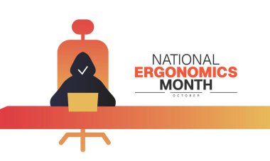 Ulusal Ergonomik Ay Posteri ve İşyeri Sağlık Güvenliği Ofisi Konfor Konforu Konfor Konforu ve Personel Sağlığı Kampanyası için Özgeçmiş Tasarım Şablonu