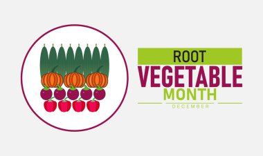 Kök Sebze Ay Posteri Afişi ve Renkli Havuç Pancar Patatesi ve Sağlıklı Beslenme Bilinci ve Çiftlik Hasadı Kutlama Kampanyası için Turp Resimleri
