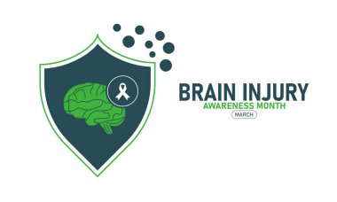 Beyin Sakatlığı Bilinci Ay Vektörü Beyin Başı Kurdelesi TBI Sağlığı Önleme Yürüyüşü Bayrak Tasarımı Enformasyon Grafiksel Şablonu