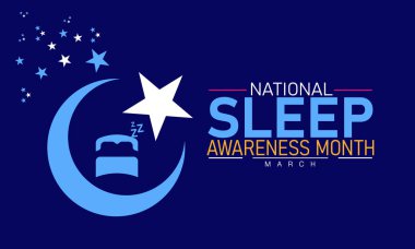 Uyku Farkındalığı Ay Vektörü Zzz Uykusuzluk Dinlenme Sağlığı İpuçları Mart Tasarım Bilinci Grafik Şablonu