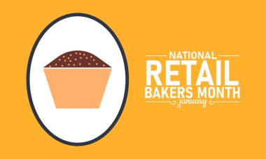 Ulusal Perakende Fırıncıları Ay Posteri ve Arkaplan Tasarım Şablonu Mutfak Kutlaması Sanayii Takdir ve Gıda Teması İçin Taze Ekmek Pastanesi Simgeleri