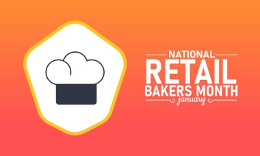 Ulusal Perakende Fırıncıları Ay Posteri ve Arkaplan Tasarım Şablonu Mutfak Kutlaması Sanayii Takdir ve Gıda Teması İçin Taze Ekmek Pastanesi Simgeleri